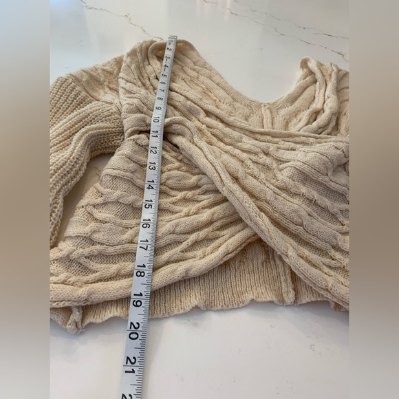 Shein Sweater Open Knit Tan Crop Top Size Large Balloon Sleeve Fashion Nova - Picture 3 of 12